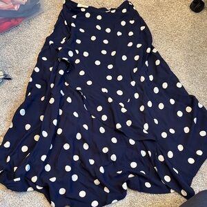 Maeve Dark Blue and White Polka Dot A-Line Skirt